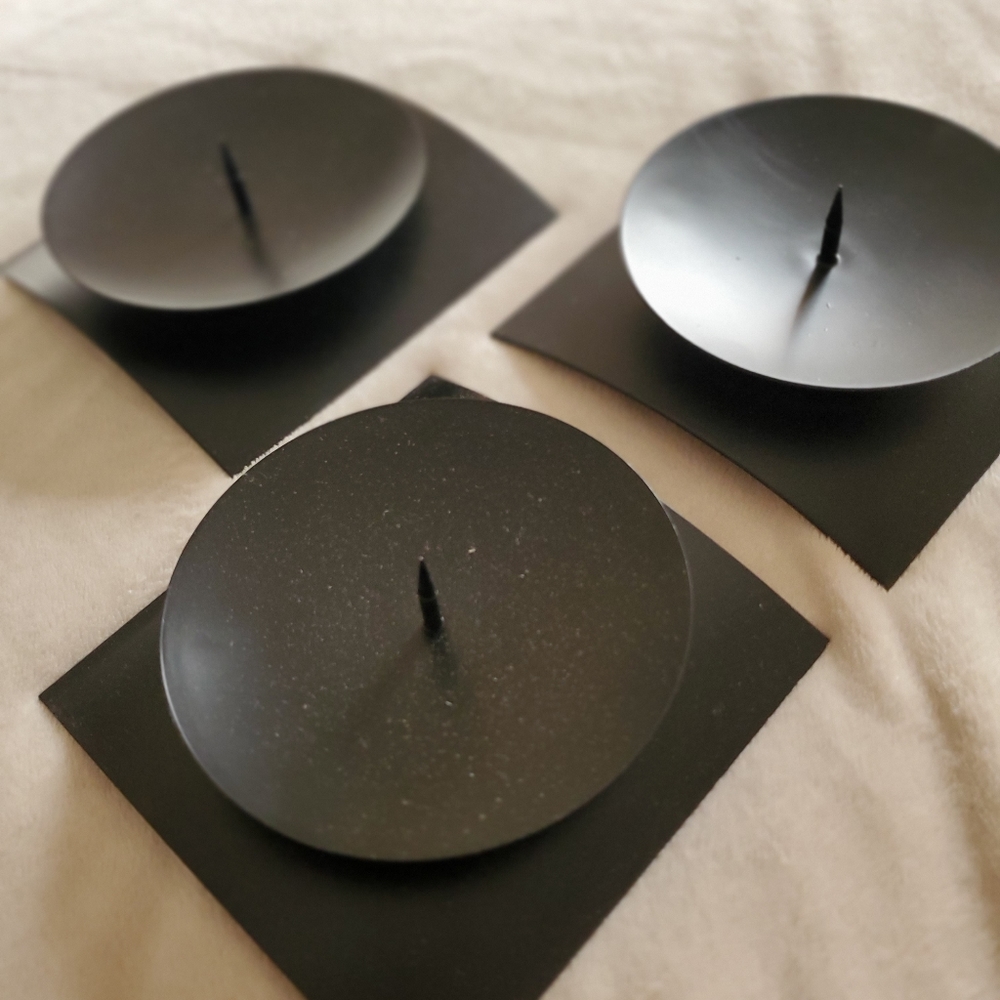 Set of 3 black candle holders